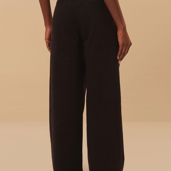 NWT  32 Black Twill Belted Wide Pants - Picture 3 of 4